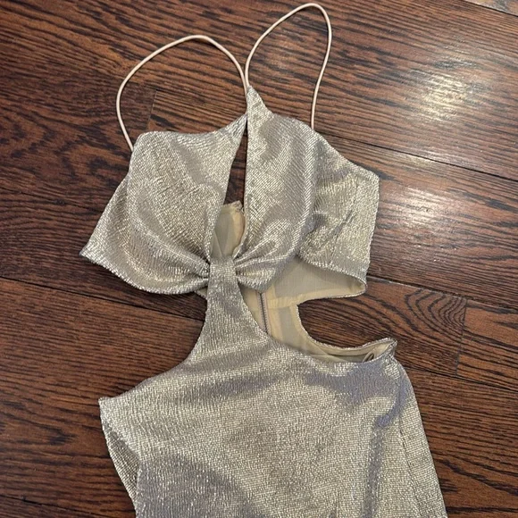 Alice + Olivia Shimmering Gold Backless Dress - Picture 2 of 5